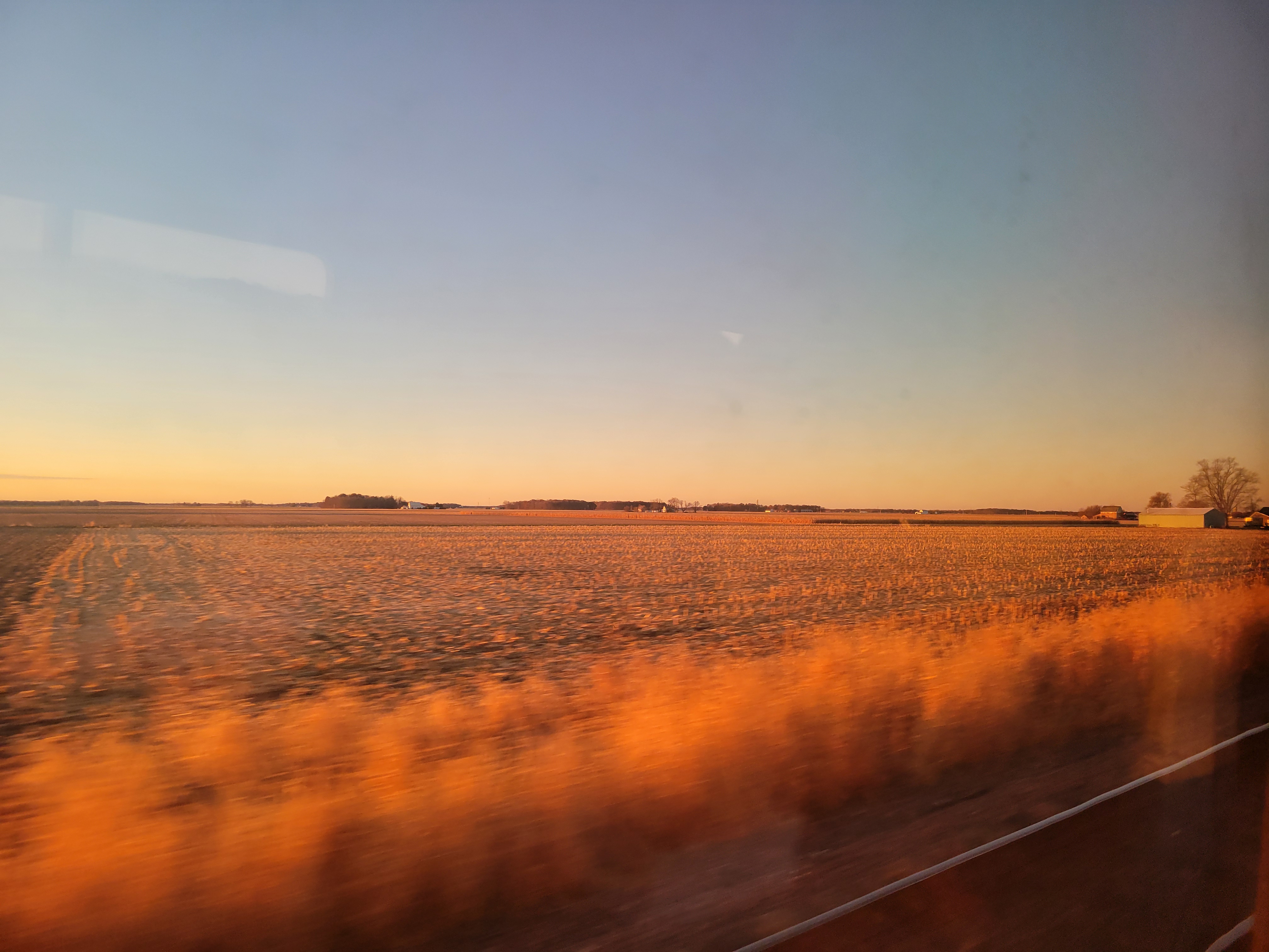 Sunrise over western Ohio seen from the train